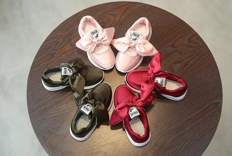 2019New fashion children's shoes spring and autumn girl's bowknot recreational shoes children's shoes breathable athletic shoes