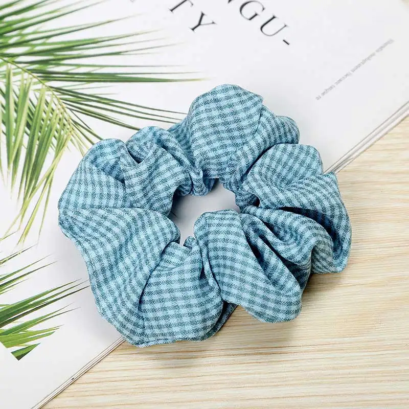 Зимние печатных плед Scrunchies для владельца хвост упругой широкой резинкой для леди Винтаж волосы, галстук, волосы веревки резинка для волос