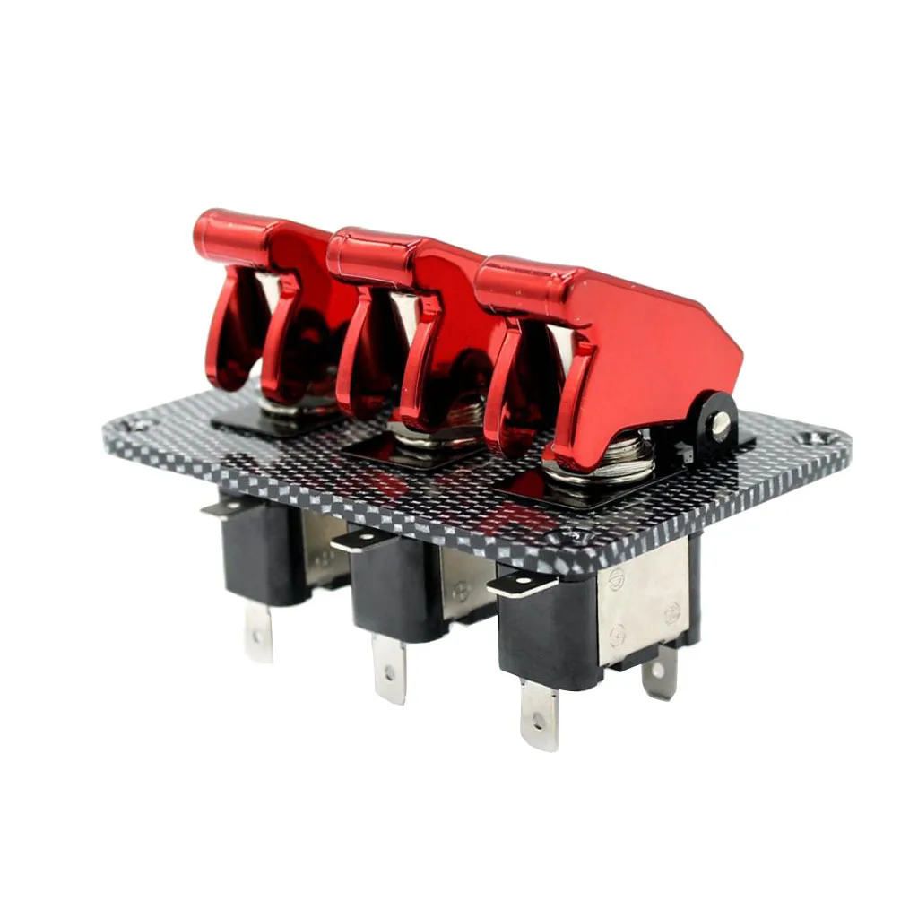 12V Toggle Switch Racing Ignition Engine Relays Carbon Fiber Surface Panel With Toggle Switch & Cover