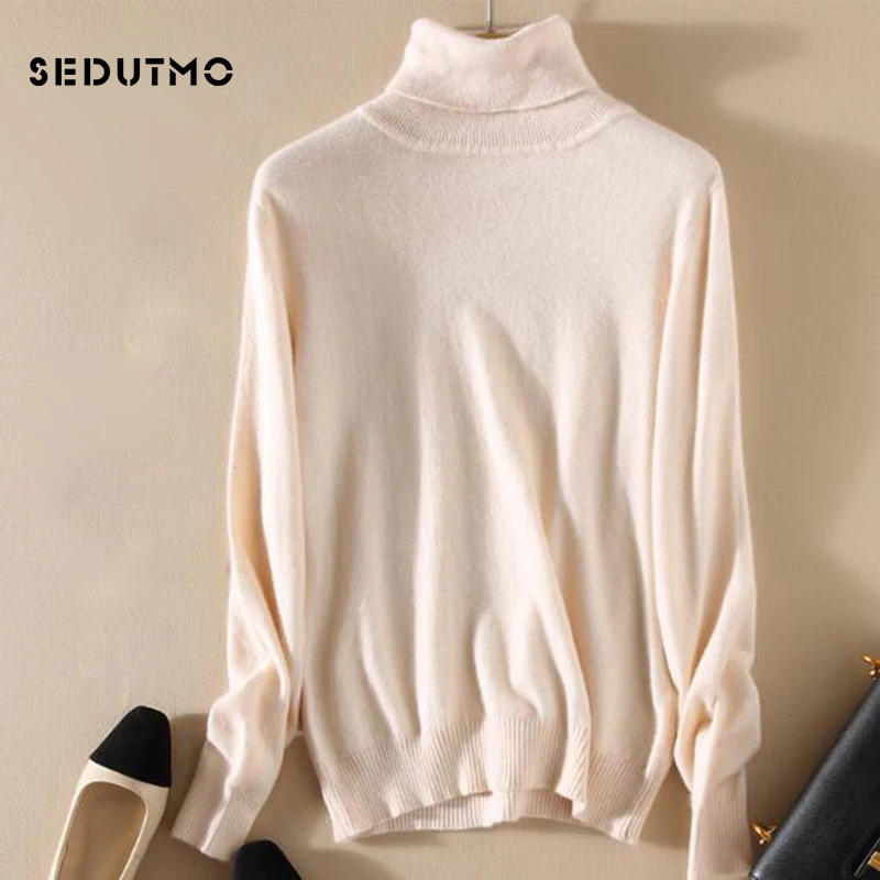 

SEDUTMO 2018 Spring Turtleneck Cashmere Women Sweater Pullovers Plus Size 3XL Long Sleeve Sweaters Knitting Jumper Top ED095