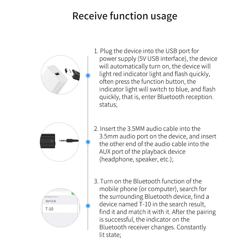 BT 5,0 A2DP Bluetooth передатчик приемник 2 в 1 3,5 мм AUX HIFI стерео аудио USB беспроводной мини-адаптер для динамиков автомобиля ПК ТВ