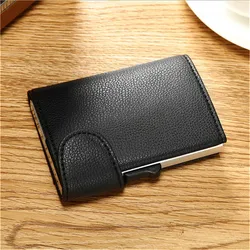 BISI GORO Creative Men Wallet Vintage Aluminum Single Box Card Holders for Men and Women Genuine Leather Luxury Purses BISI GORO Creative Men Wallet Vintage Aluminum Single Box Card Holders for Men and Women Genuine Leather Luxury Purses