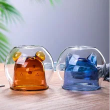 Производители оптовых стеклянных двойных чашек с животным мотивом стеклянная чашка кофейная чашка сока чашка