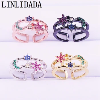 

10Pcs Gold/Rose Gold/Black cubic zirconia cz Fashion ring, beautiful sweet adjustable Jewelry