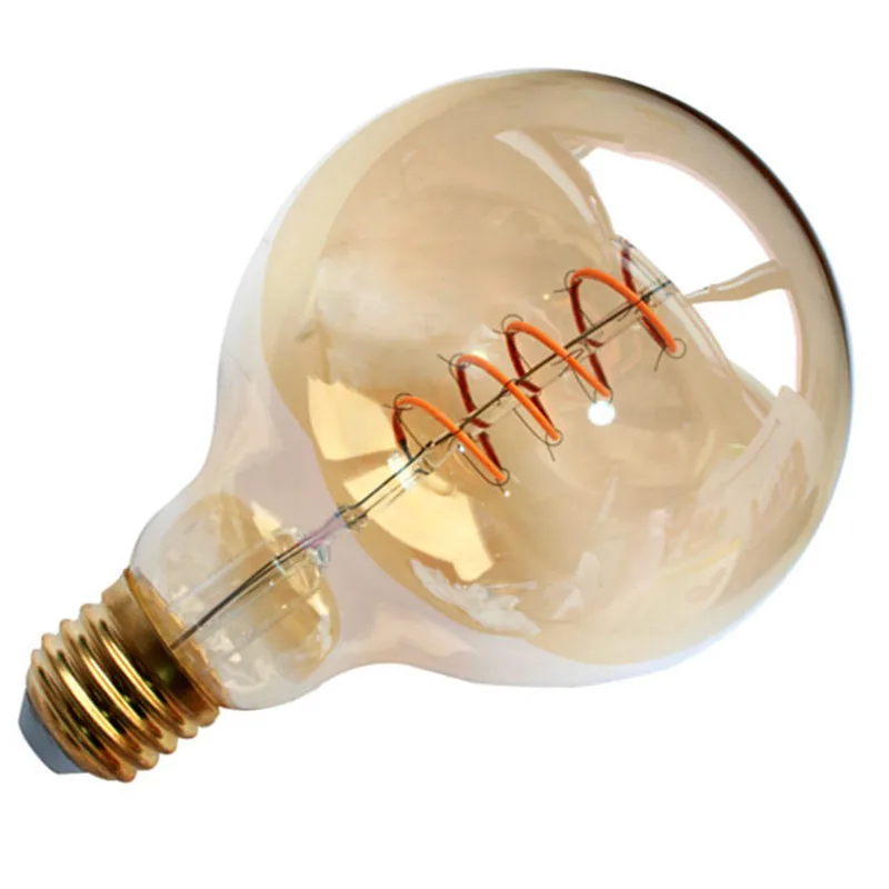 

1pc Dimmable G95 Decorative Soft Filament Led Light COB LED Filament Bulbs 4W E27 Warm White Color vintage Retro lamp 220V