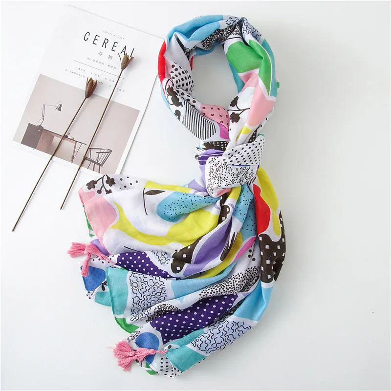 

Women Cotton Scarf Bright Color Floral Blanket Shawl Large Soft Wrap Fashion Stole NEW [3264]
