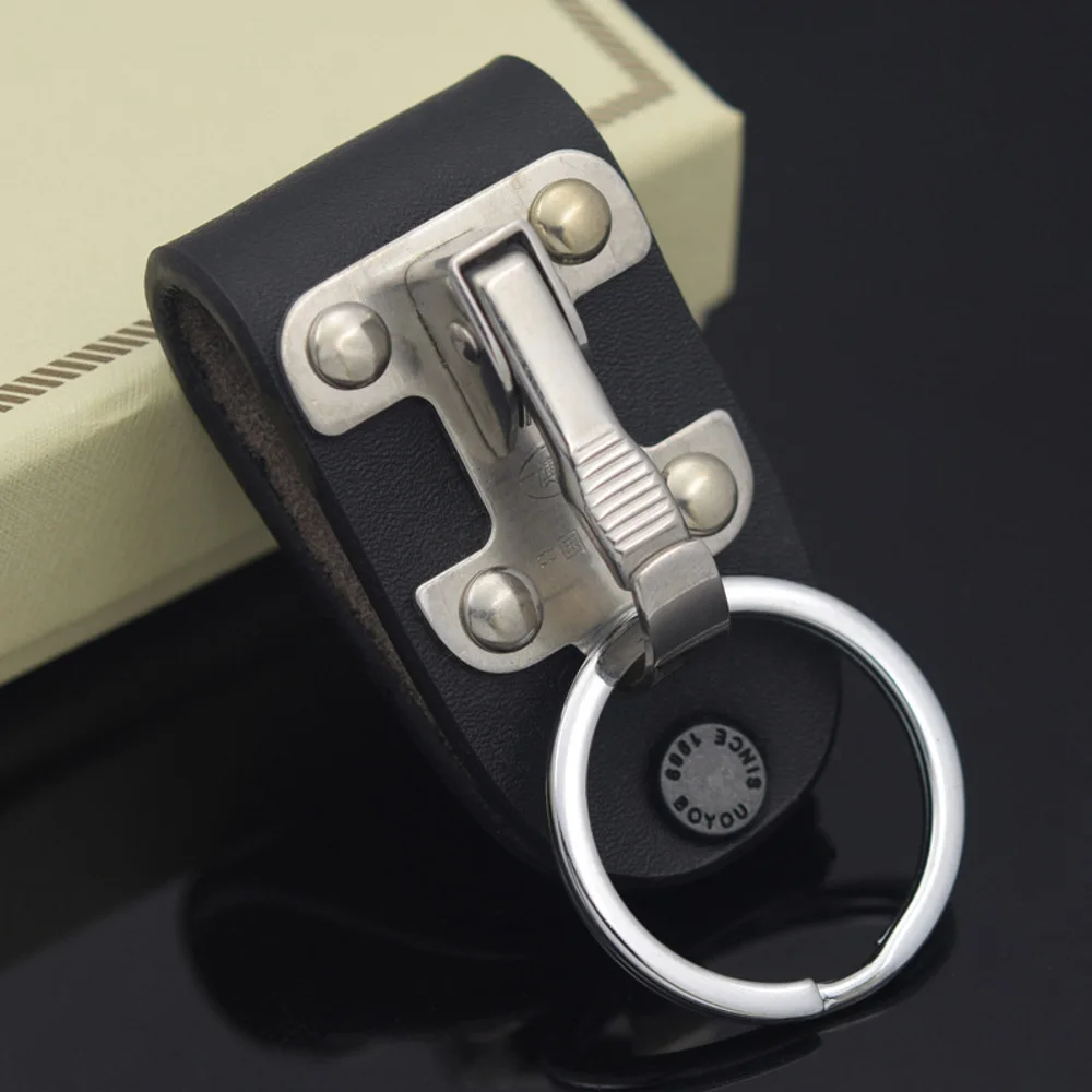 1pcs High Quality Leather Belt Buckle Clip Keychian Fashion Simple Key Ring Holder Fashion For