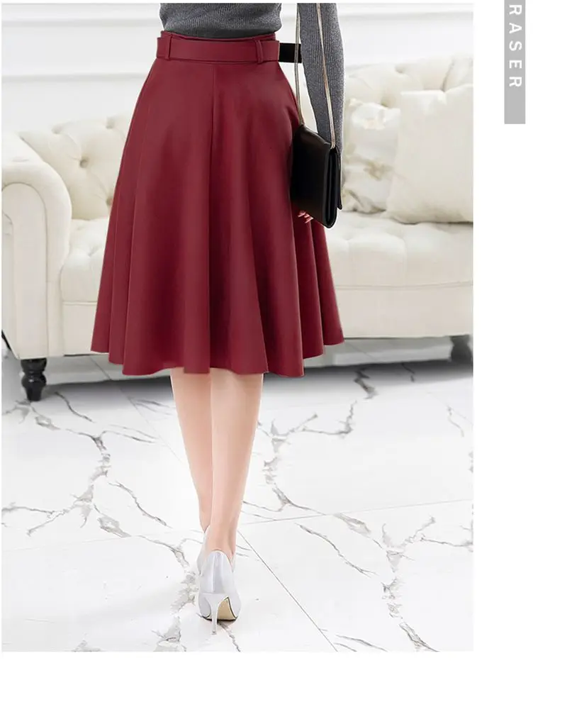 Корейский стиль, женская замшевая юбка, женские винтажные однотонные юбки в стиле Харадзюку с высокой талией и поясом длиной до колена, saia, зимние SK240