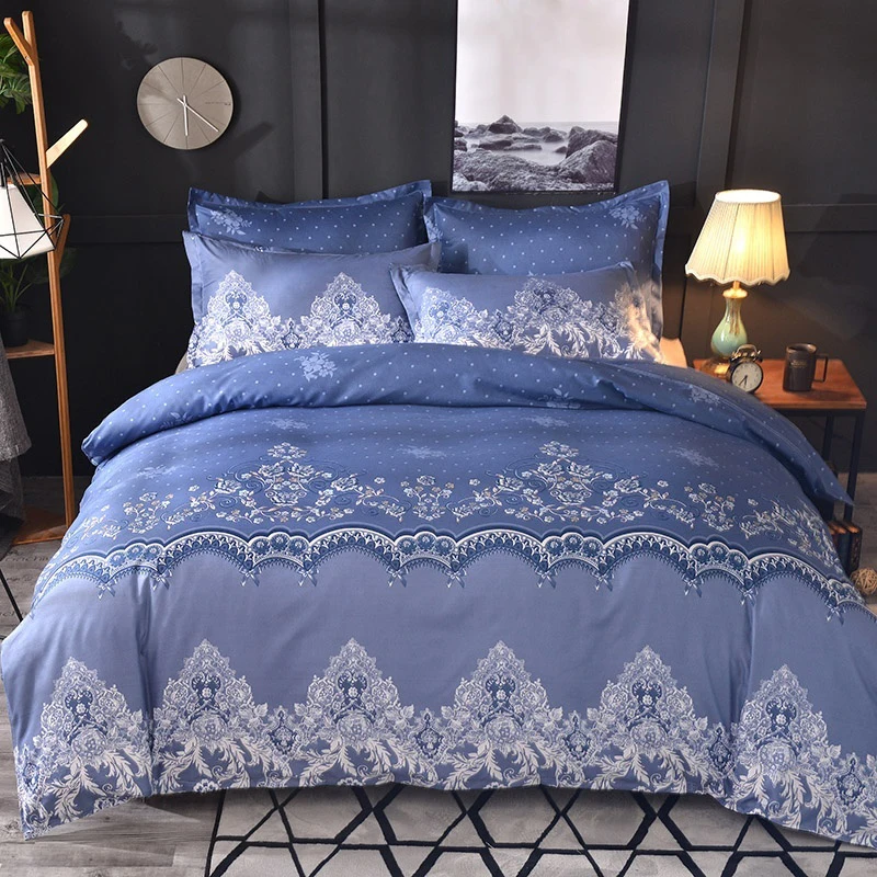 

LANGRIA Luxury Lace Printed Bedding Sets Bed Linen Set Elegant Pattern Duvet Cover Pillowcase Without Bedsheet Home Decoration