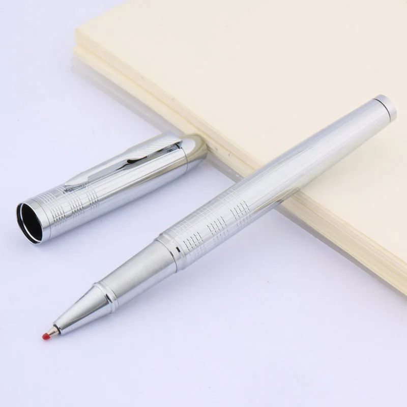 

Металлическая Ручка-роллер из нержавеющей стали с новой серебряной стрелкой, клипсой, отделкой, канцелярские принадлежности для студентов, офиса, школы