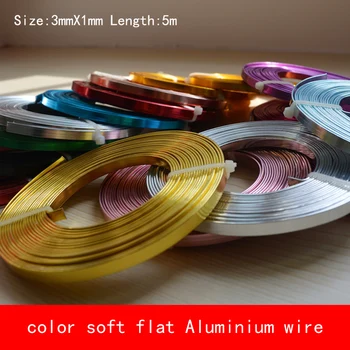 

3mm*1mm length 5 meter soft flat Aluminum wire black gold blue sliver red pink color AL wire