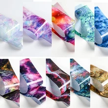 1 шт 4*100 см звездное небо Фольга для ногтей s фантазия галактика молния мраморная фольга переводная бумага наклейки для маникюра дизайн ногтей слайдер