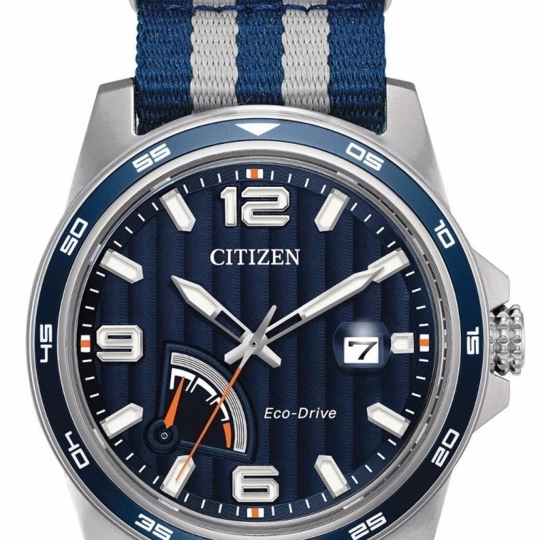 Citizen Eco Drive Power Reserve Bergaris Nilon Mens Watch AW7038 04L|Jam  Tangan mekanik| - AliExpress
