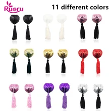 Ruoru, 1 пара, сексуальные чехлы на соски с блестками, с кисточками, женское нижнее белье, наклейки на сосок в форме сердца, наклейки на грудь