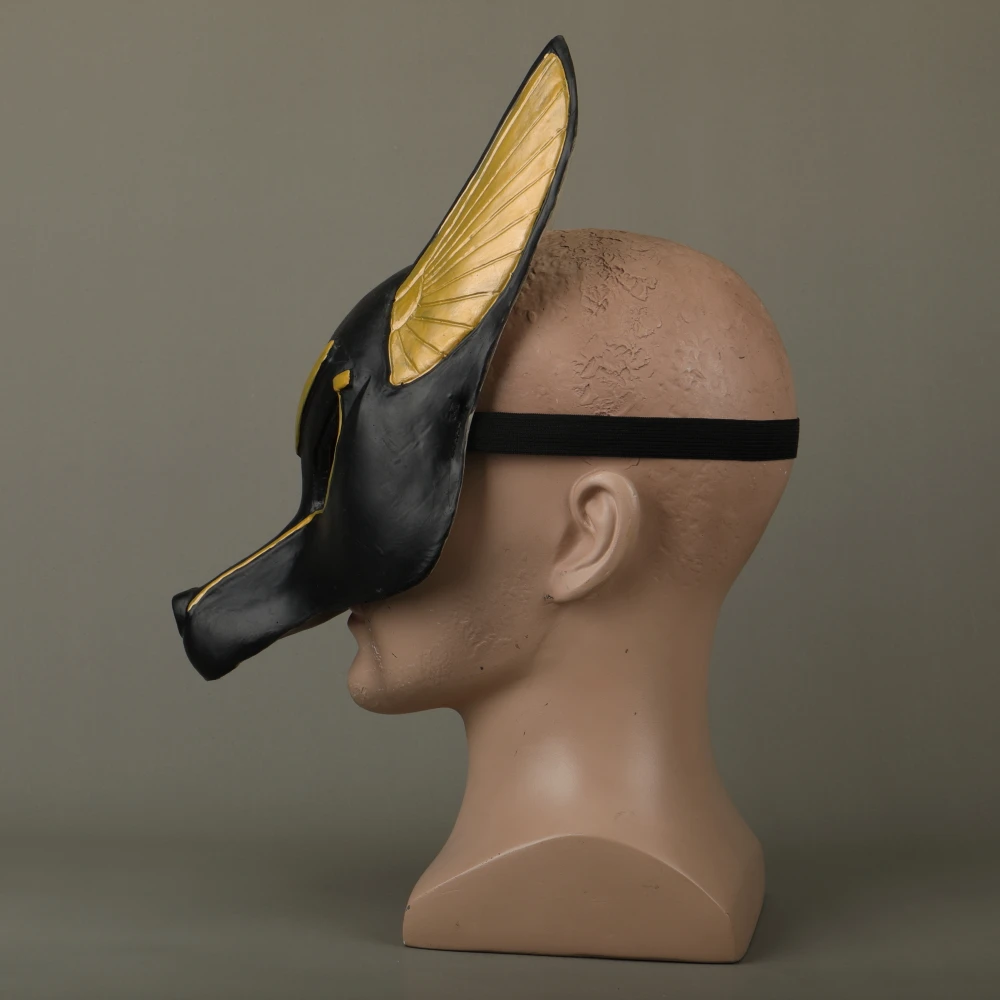 Egyptian Anubis Cosplay Face Mask Latex Foam Canis spp Wolf Head Jackal Animal Masquerade Props Party Halloween Fancy Dress Ball (9)