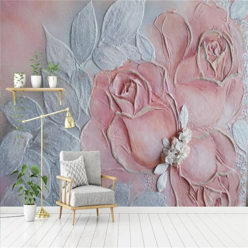 

3d Photo of Rose Relief Rose 3d Wall Murals Embossed Non-Woven for Bedroom TV Background 3d Wall Mural Wallpaper Restaurant