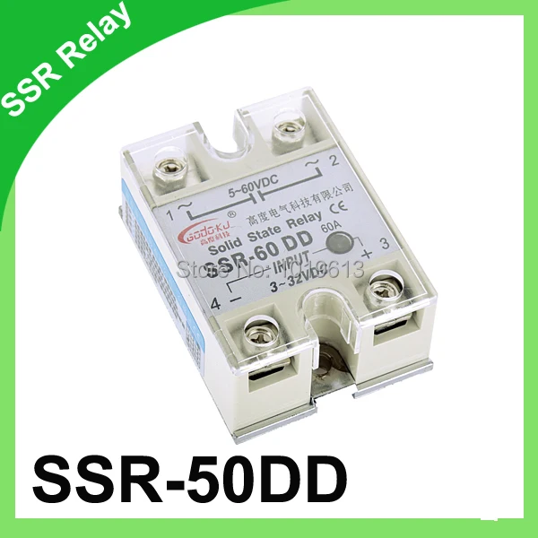 

Solid state relay SSR 50A out 3-32V input DC 5-60V DC single phase ssr