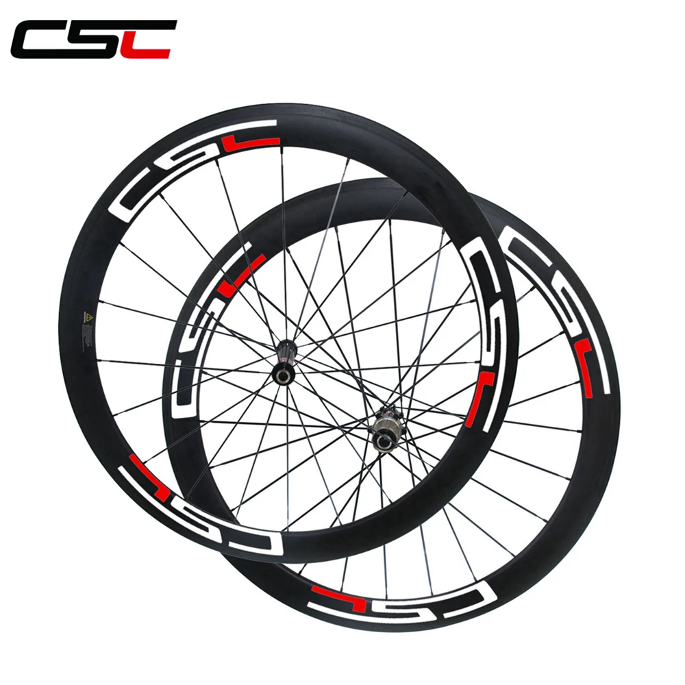 Top CSC 25mm Wide U Shape 50mm Tubular Carbon Bicyle Road Wheels Novatec AS511SB FS522SB hub Mac aero CN 424 sapim cx ray Spokes 0