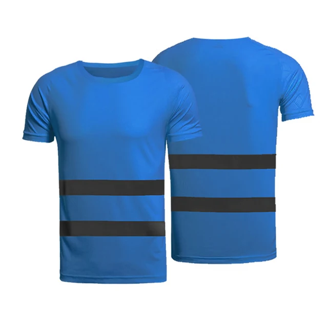 Blue color high visibility safety shirt reflective summer breathable