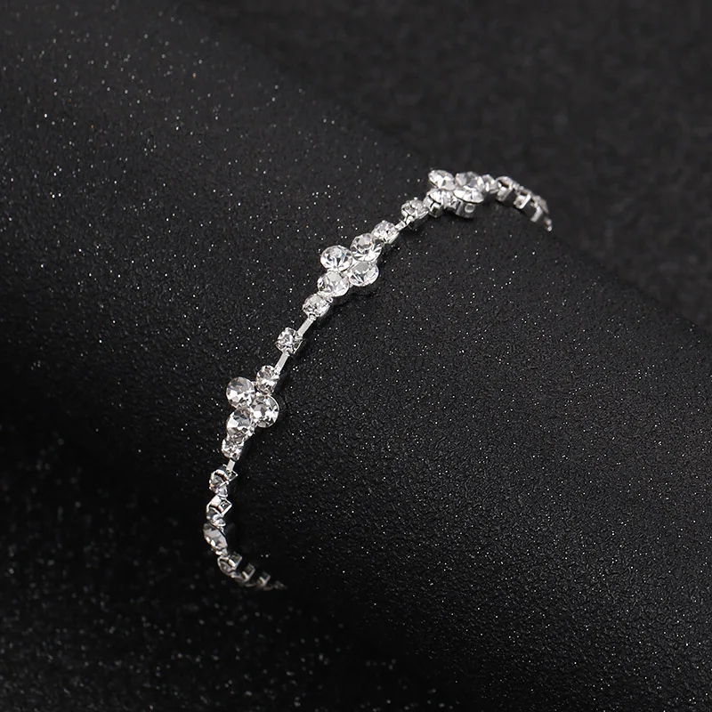 TREAZY Simple Bridesmaid Bridal Wedding Jewelry Sets Rhinestone Crystal Choker Necklace Earrings Bracelet Women Jewelry Sets