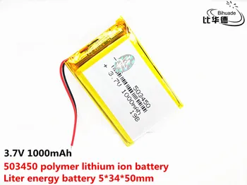 

503450 3.7V 1000mAh Lithium Polymer LiPo Rechargeable Battery li ion cells For Mp4 GPS DVD PAD electric toys camera recorder