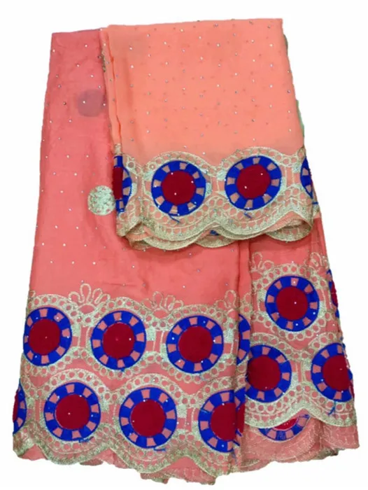 

Graceful party embroidry African cotton lace cloth matching with 2y Swiss voile lace fabric WCV6(5+2y)