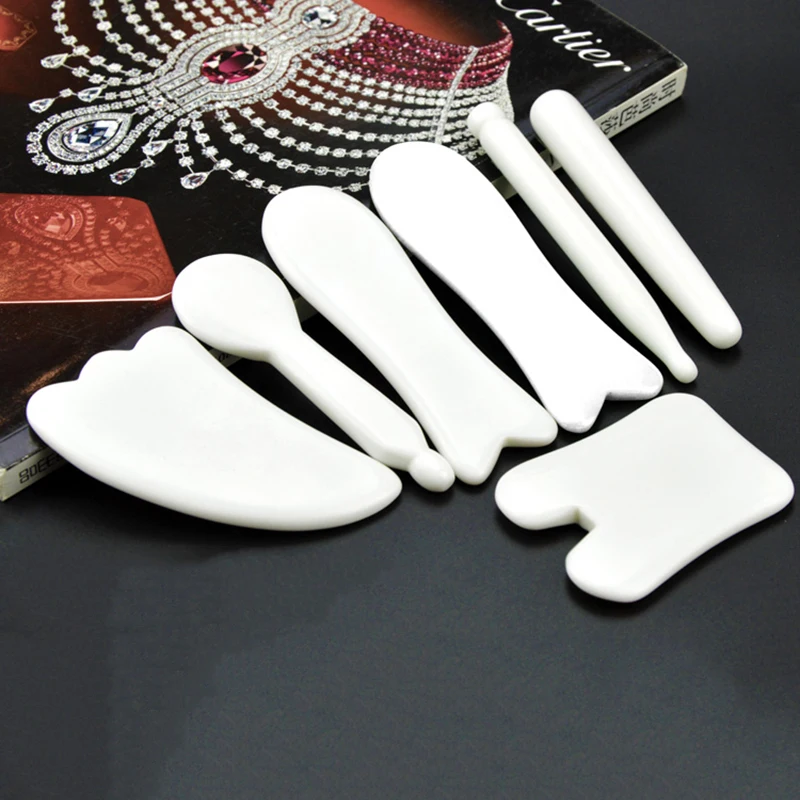 

100% Natural White Jade Stone Gua sha Scraping Massager Back Neck Acupuncture Massage Health Relaxed For Body SPA Therapy