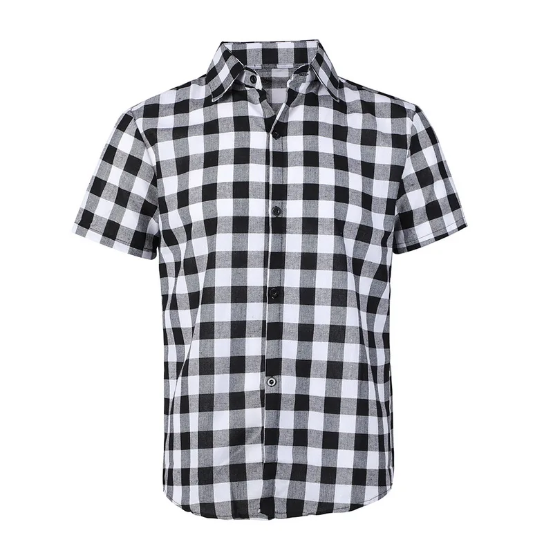 

MJARTORIA Mens Plaid Printing Short Sleeve Shirts Summer Cool Breathable Lapel Fashion Casual Slim Fit Cotton Comfortable Shirts