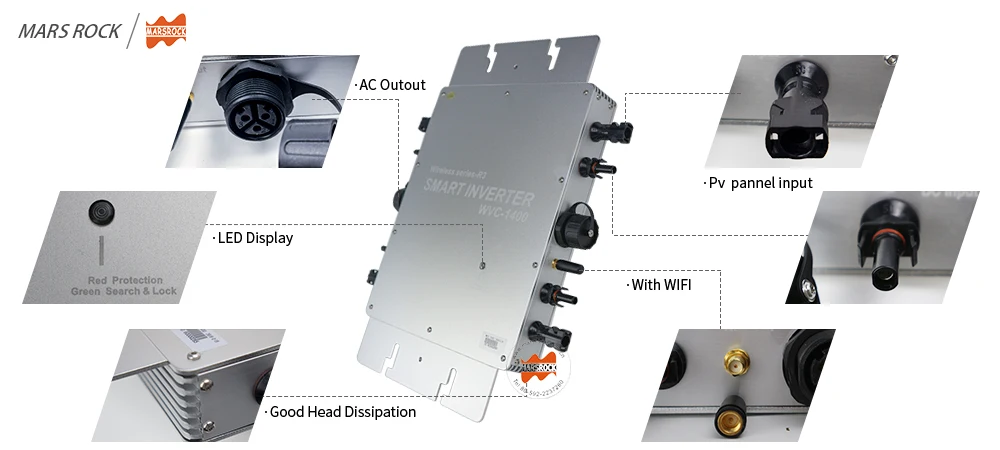 Сертификация CE, приложение и монитор ПК IP65 1400W MPPT сетка галстук микро солнечный инвертор, 22-50VDC до 80-280VAC, для 4x400W панелей макс