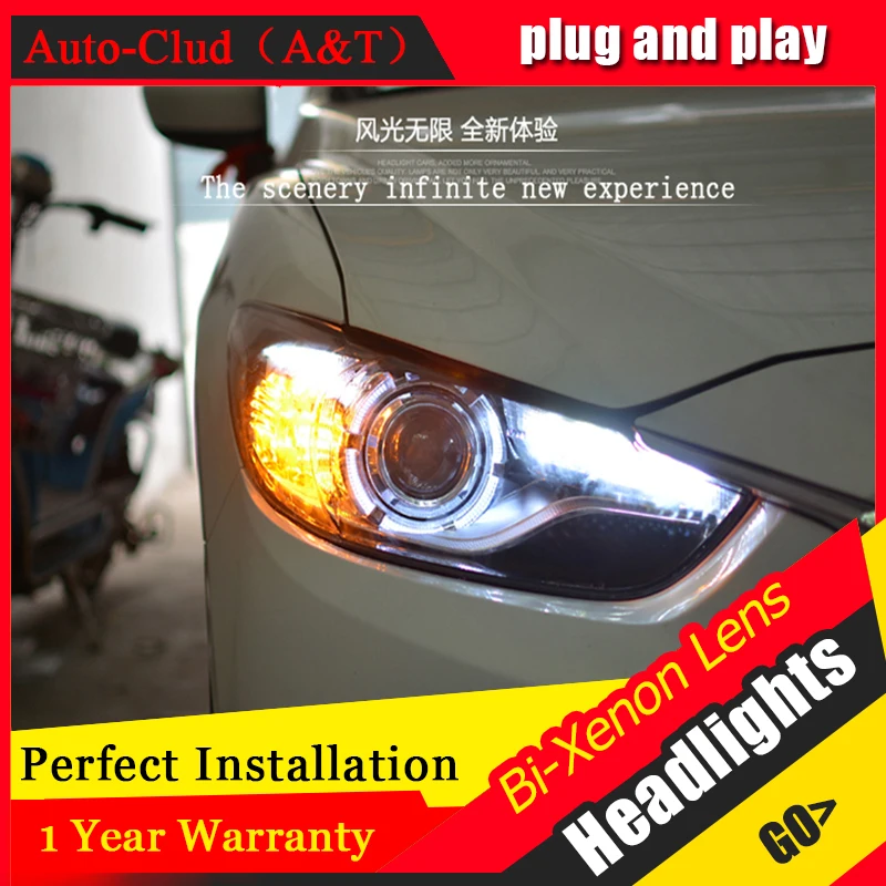 Car Styling New For Mazda 6 led headlights 2014 2015 Led Mazda6 head lamp Angel eye