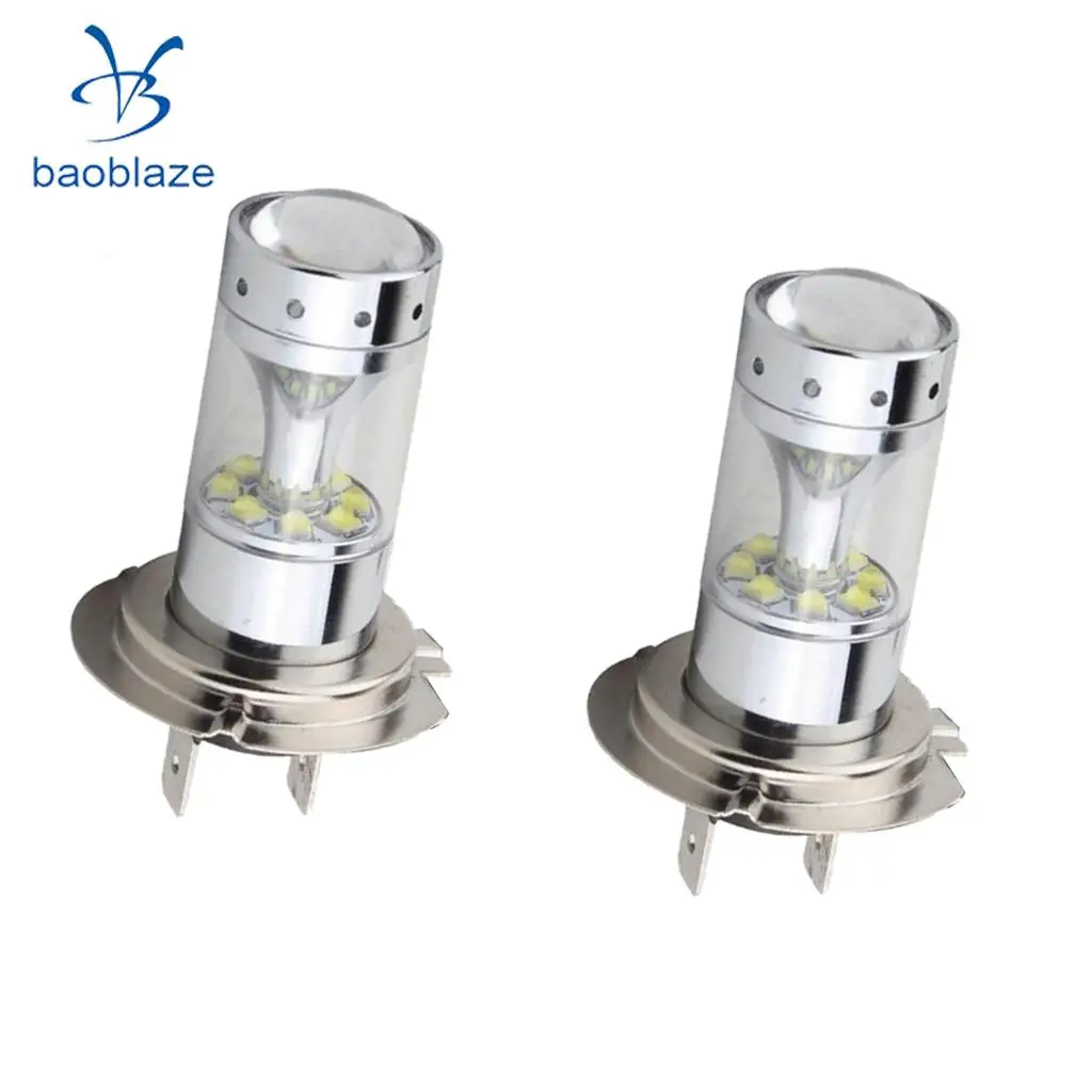  2pcs White Light H7 100W 1200LM 6000K Car Fog Lights Daytime Driving Light 