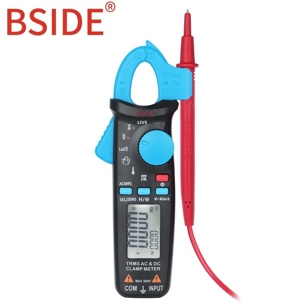 

Bside ACM91 Automotive Clamp Meter TrueRMS 6000 Counts AC/DC Current 1mA Resolution Capacitance Temperature Tester with Clip