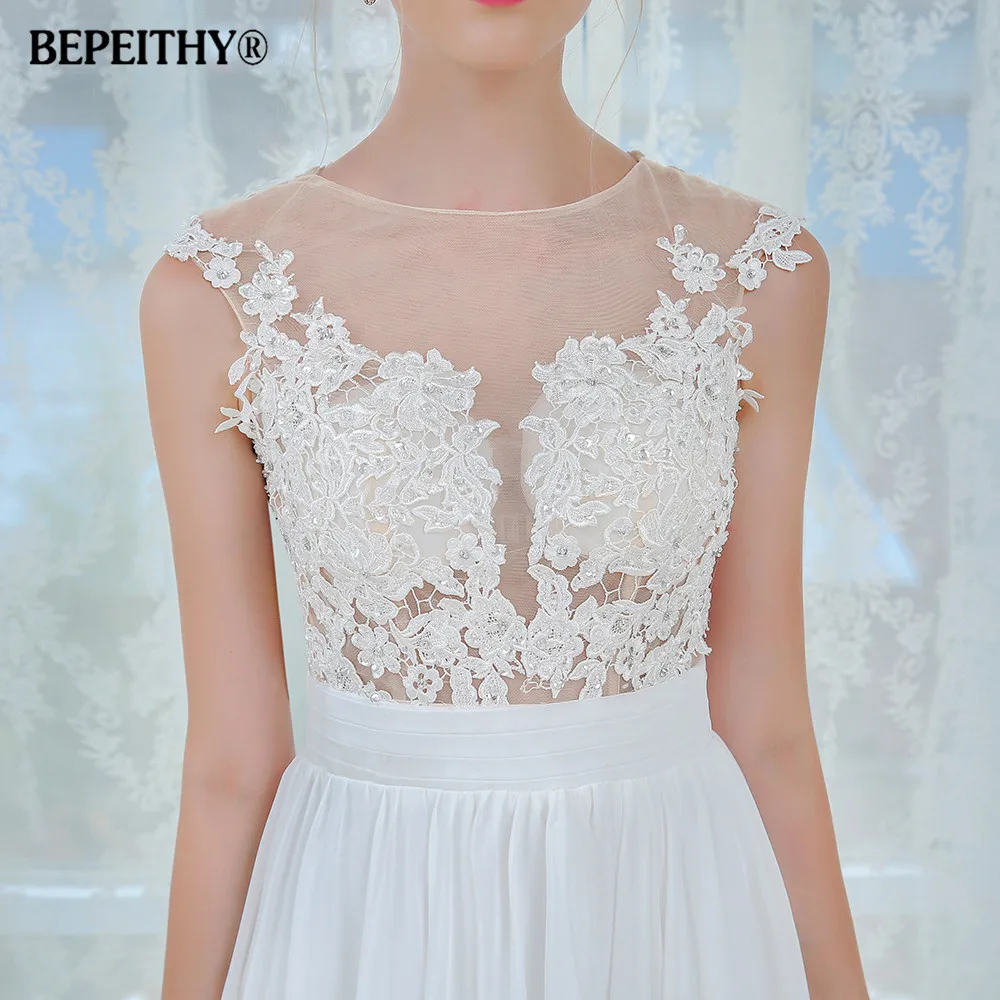 Vestido De Novia, короткий рукав, Пляжное свадебное платье, кружевные сексуальные свадебные платья, шифоновое свадебное платье, горячая распродажа