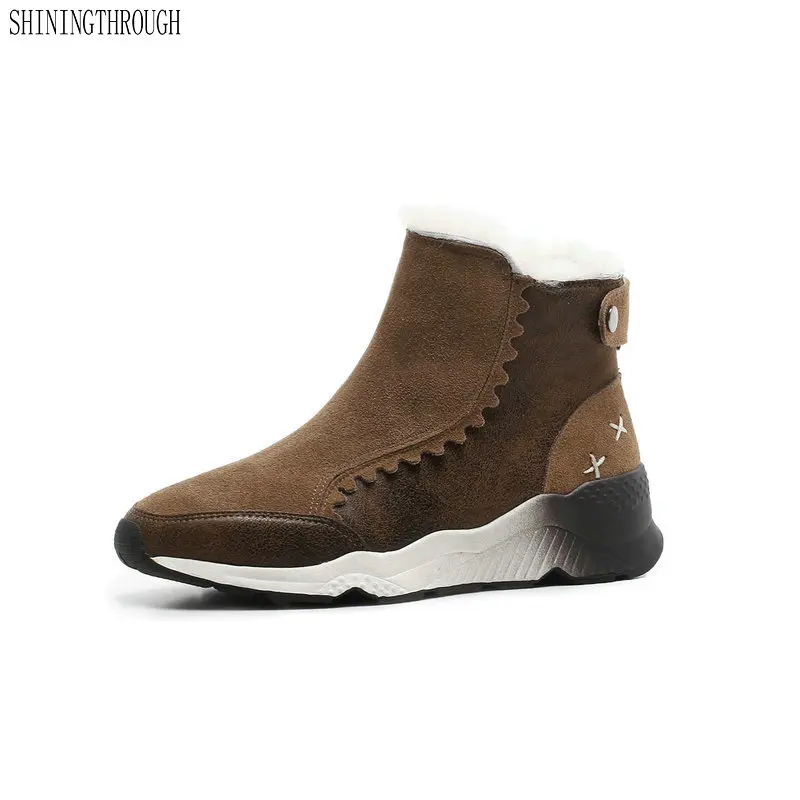 42 Dames marron Cheville Peluche Casual Chaud Neige Vache Noir Femme Nouvelle En Taille 2018 40 Chaussures Cuir Filles Hiver Bottes 41 pg6vUx