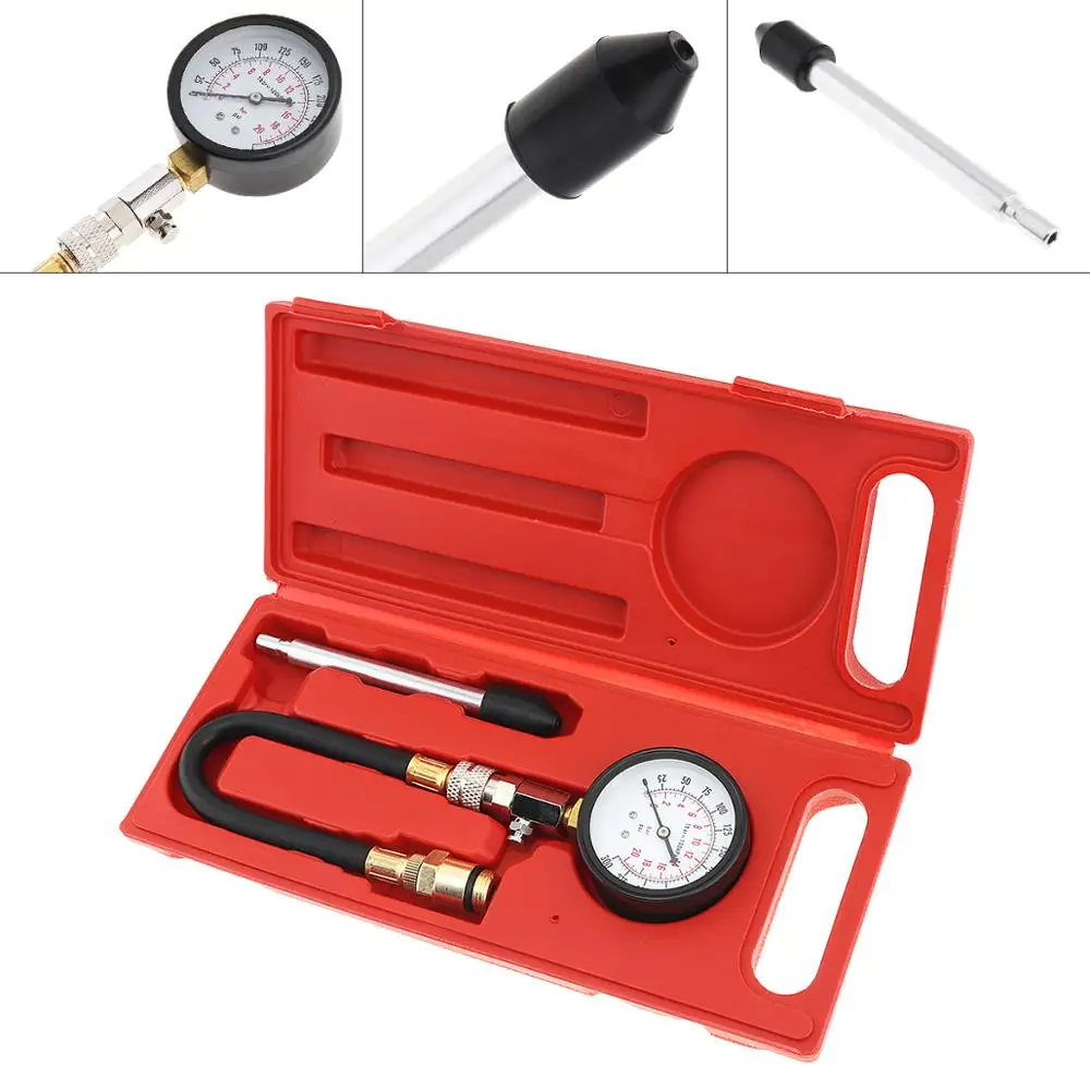 Oil Pressure Gauge,8Pcs Universal Oil Pressure Meter Car Engine Tester Oil Pressure Guage Engine Compression System Test Tool 0-300PSI for Automobile