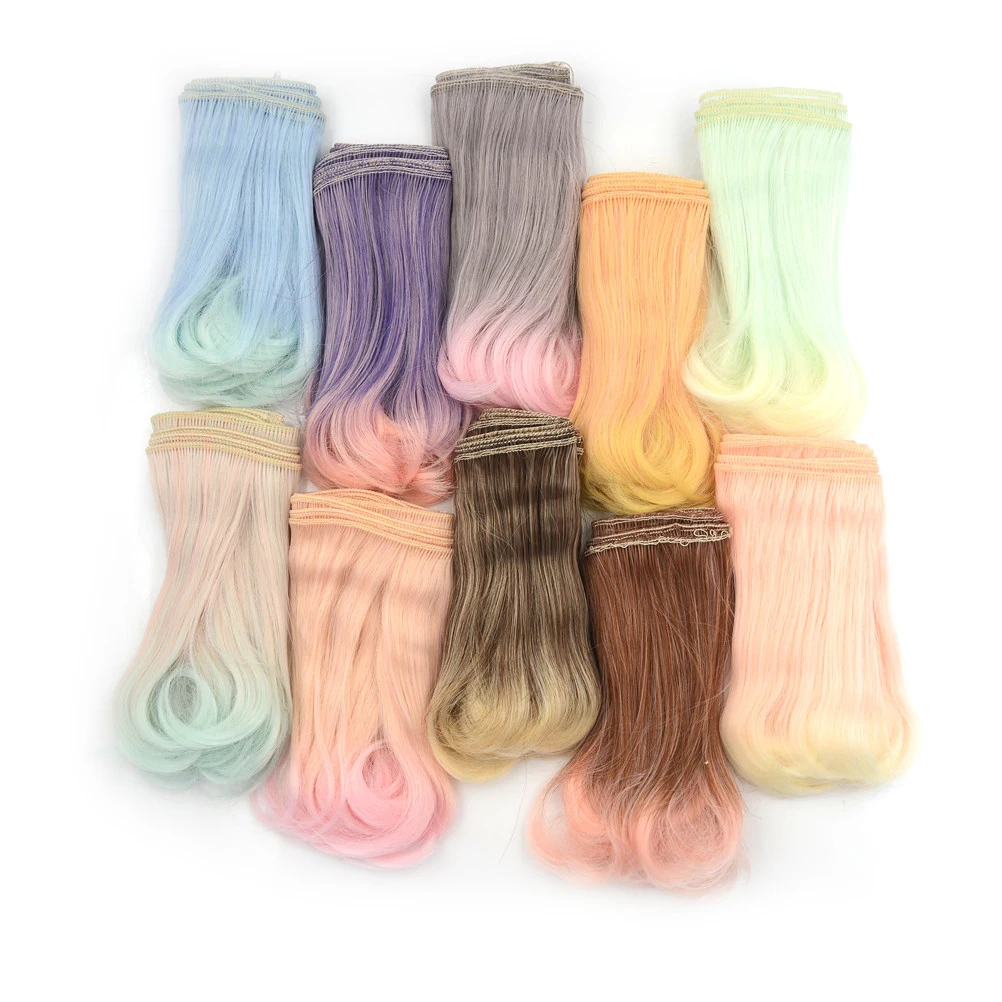 

new 15*100cm New curly doll wigs brown khaki black high temperature heat resistant doll hair 1/3 1/4 1/6 BJD diy doll wigs