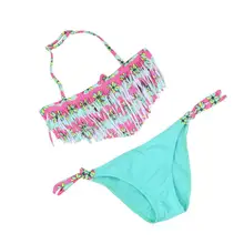 1 комплект, Милый Летний купальник для маленьких девочек с кисточками, детский раздельный Нейлоновый Регулируемый купальник, бикини, бикини плавки, танкини