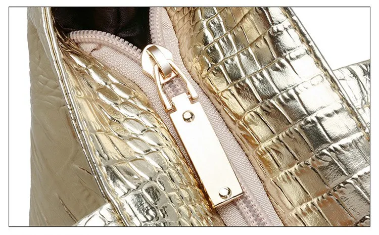 Brand Fashion Casual Women Shoulder Bags Silver Gold Black Crocodile Handbag PU Leather Female Tote Bag Ladies Hand Bag KL585