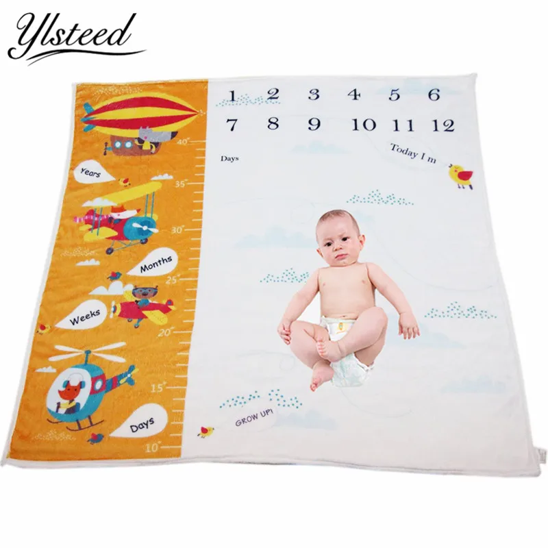 

Flannel Newborn Monthly Growth Blanket Baby Milestone Blankets Baby Photo Props Soft Comfy Infant Shooting Background Cloth