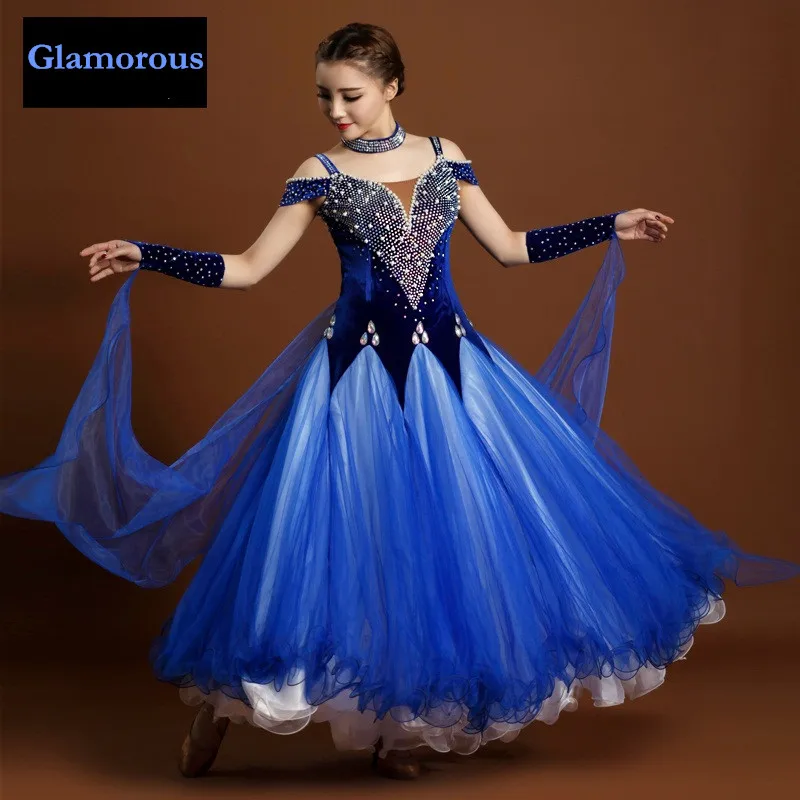 Limitada novo luxo grande pêndulo rhinethone dança moderna red dress costurado à mão bordado waltz / ballroom dance competition traje