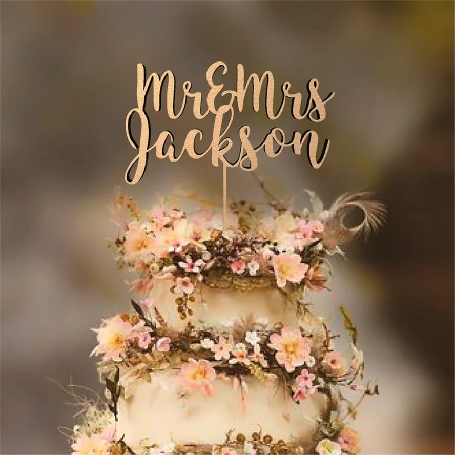 Rustic Mr Mrs Wedding Cake Topper Personalized Names Wedding