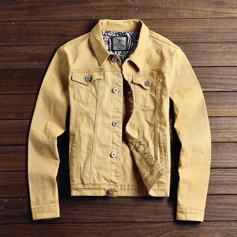 

New Fashion Slim Mens Jackets and Coats Casual Denim Jacket Men Veste Homme Men Jeans Jacket Khaki Black Army Green Red