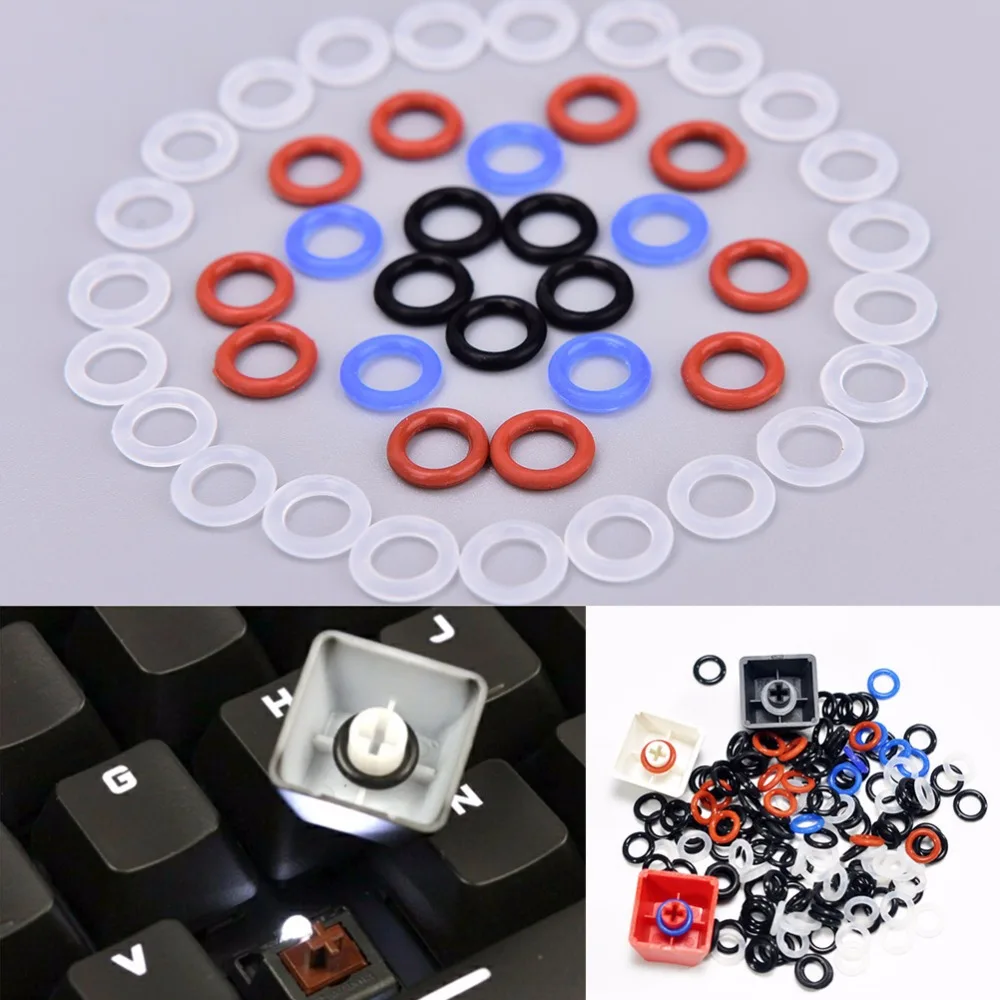 100PCS black Keyboard Dampers Keycap 1.51mm O Ring Replace Part Rubber O-Ring Switch Dampeners White For Cherry MX | Обустройство