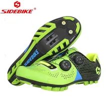 SIDEBIKE Mountain MTB Cycling Shoes Bike Ultra light carbon fiber Sole Auto-lock Bicycle Shoes Zapatillas Ciclismo GREEN RED