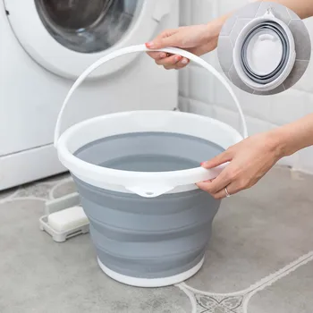 

10L Portable Folding Bucket Silicon Basin Tourism Outdoor Washing Bucket Fishing Promotion Camping Car Wash Bucket Space Save