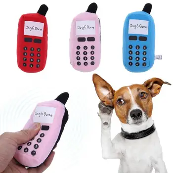 

Plush Voice Sound Cell Phones Mobile Puppy Dogs Chewing Squeaker Pet Toys