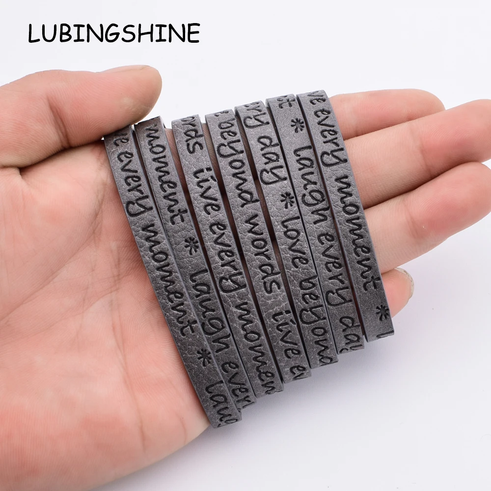 

7*2mm Proverb Braided Faux Suede Cord Handmade DIY Leather Bracelet Flat Thread String Rope for Jewelry Making Accessories 120cm