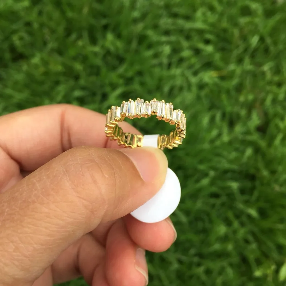 Thin Baguette T Ring Brand Engagement Handmade Trapezoid Stone Rings For Women Fashion Finger Accessories Anel Wedding Band