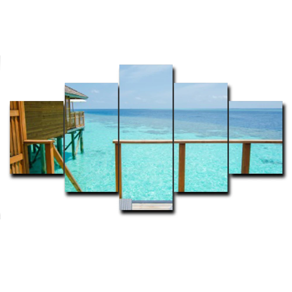 

5 Panel Sea Posters and Prints Decorative Art Wall Charts Picture Abstract Canvas Paintings on the Wall Home Decoration No Frame