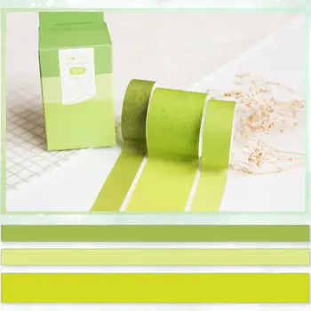 

Coloffice 3PCs/Box Green Series Small Fresh Adhesive Tape Masking Tape Set Children Decorative Stationery Scrapbooking Supplies